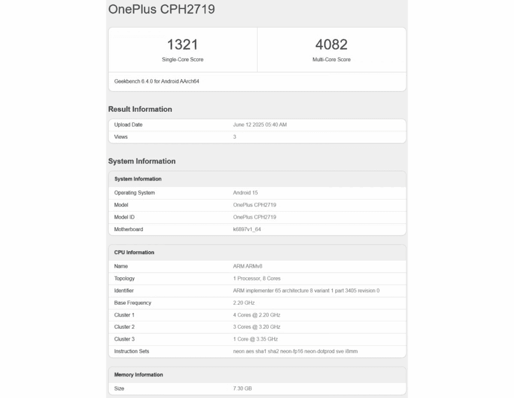 OnePlus Nord CE5, Dimensity 8350 ile Geekbench’te Ortaya Çıktı 1