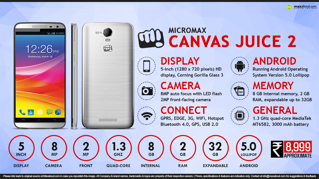 Micromax Canvas Juice 2 AQ5001 Resim 3
