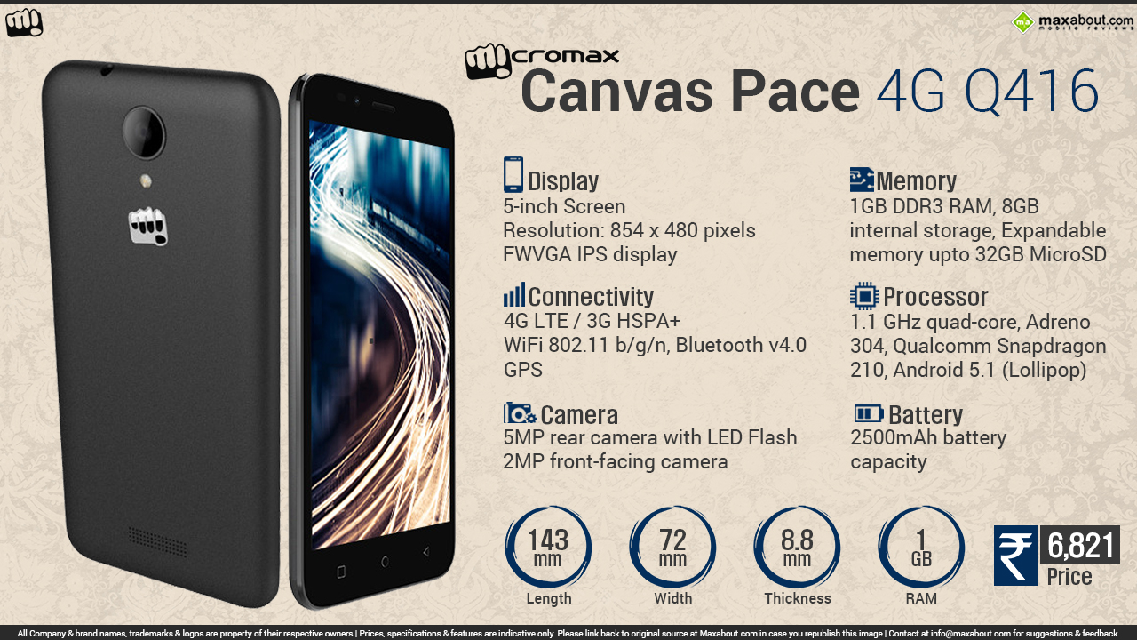 Micromax Canvas Pace 4G Q416 Resim 2