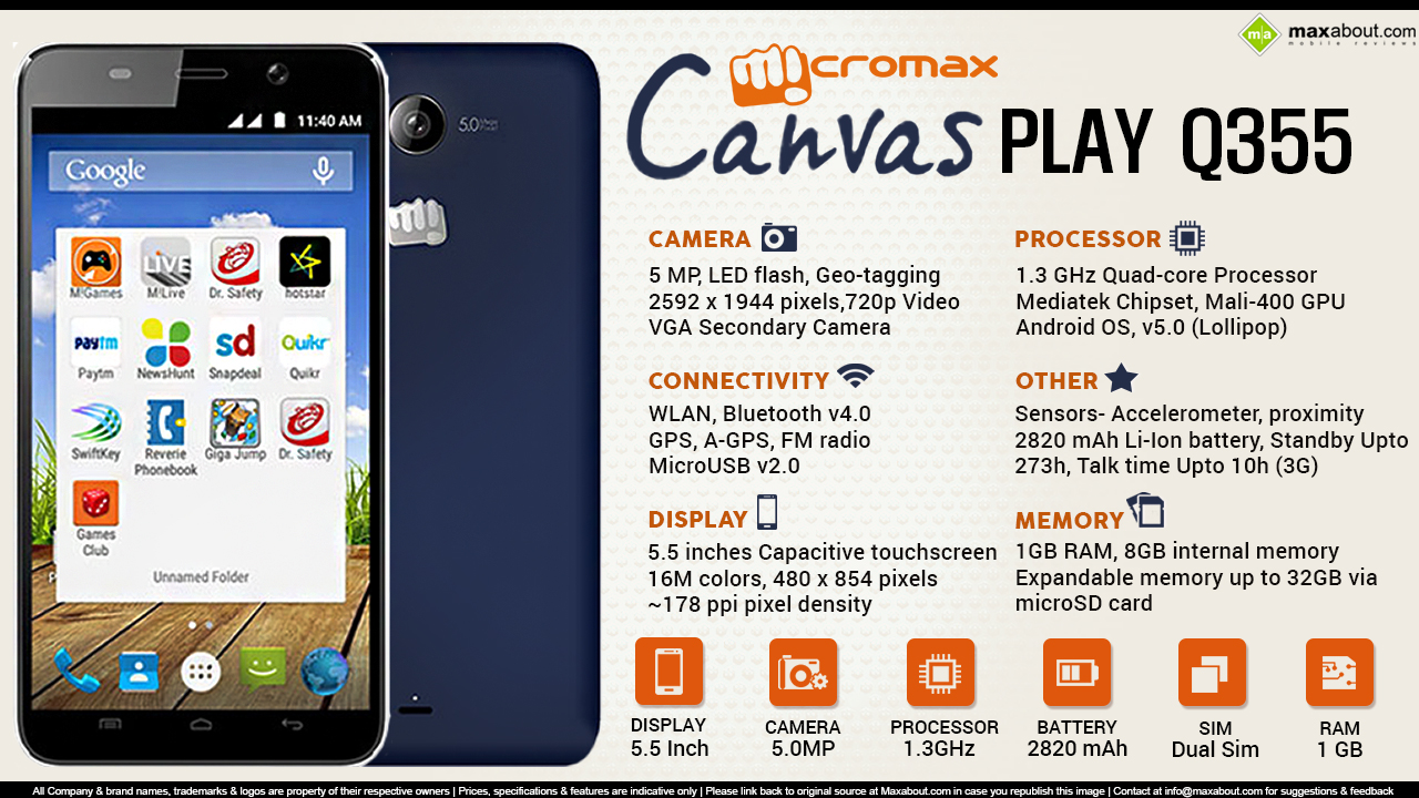 Micromax Canvas Play Q355 Resim 4