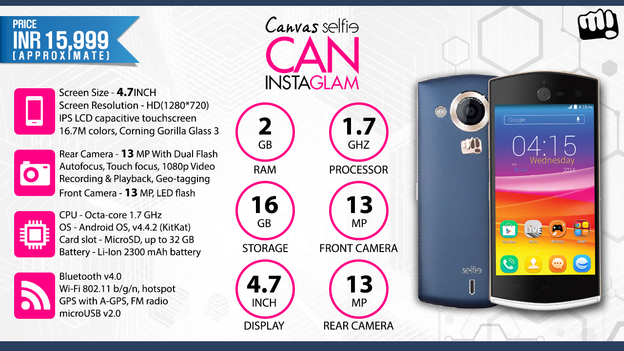Micromax Canvas Selfie A255 Resim 4
