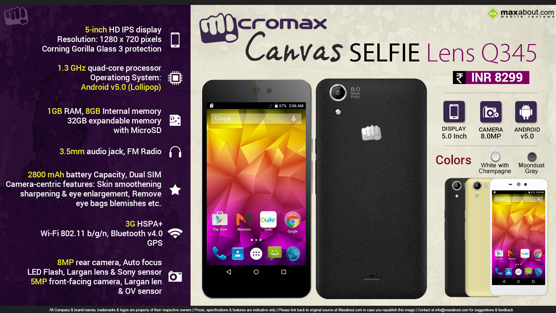 Micromax Canvas Selfie Lens Q345 Resim 3